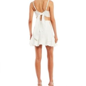 White Bow Open Back Dress with Ruffles for Graduation, Party, Formals